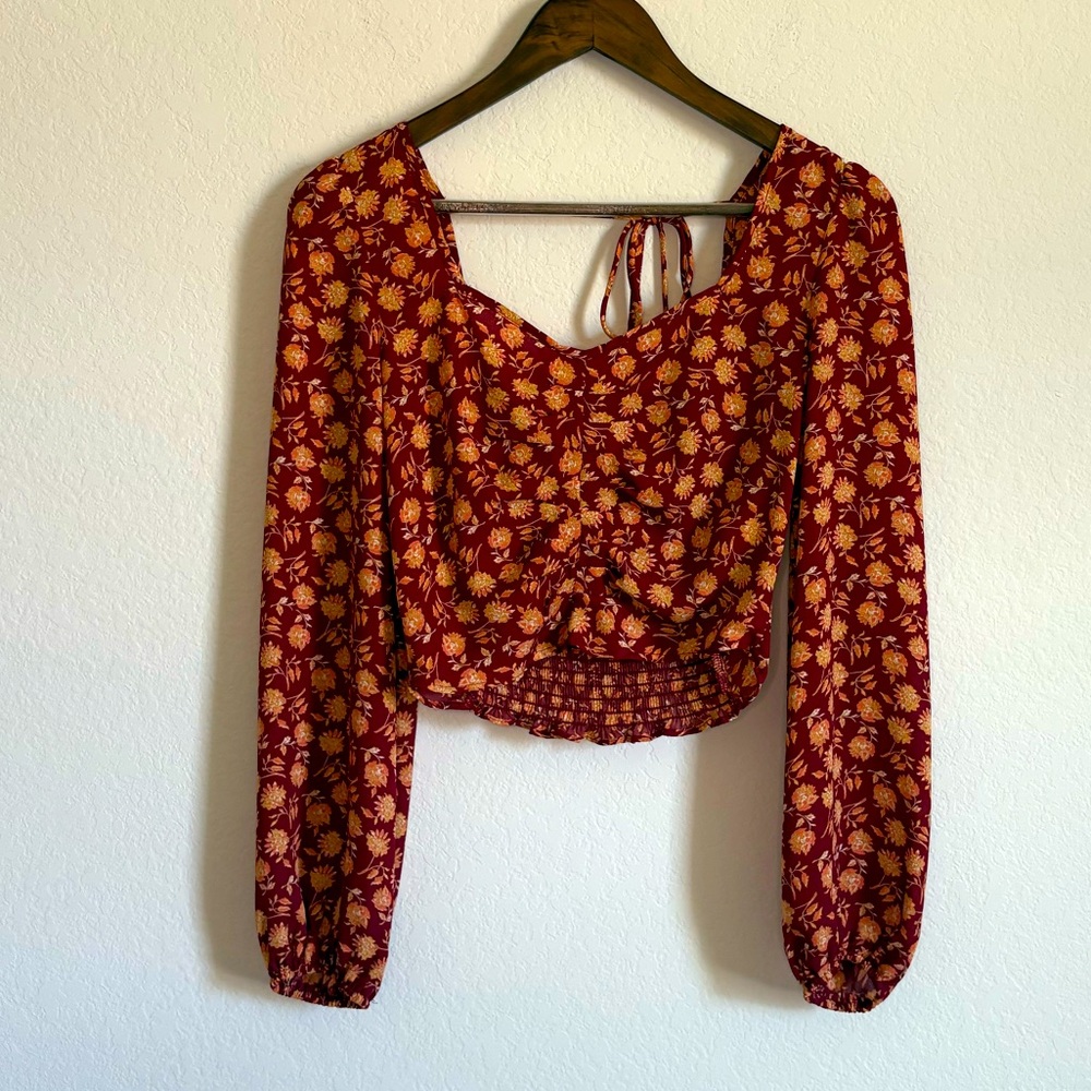 Altar’d State Red Floral Boho Blouse Women’s Small Festival Top